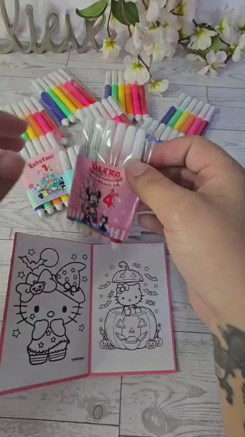 12 Personalized Coloring Book Set + 6 Markers | Kids Birthday Party Favors – Sold by Dozen