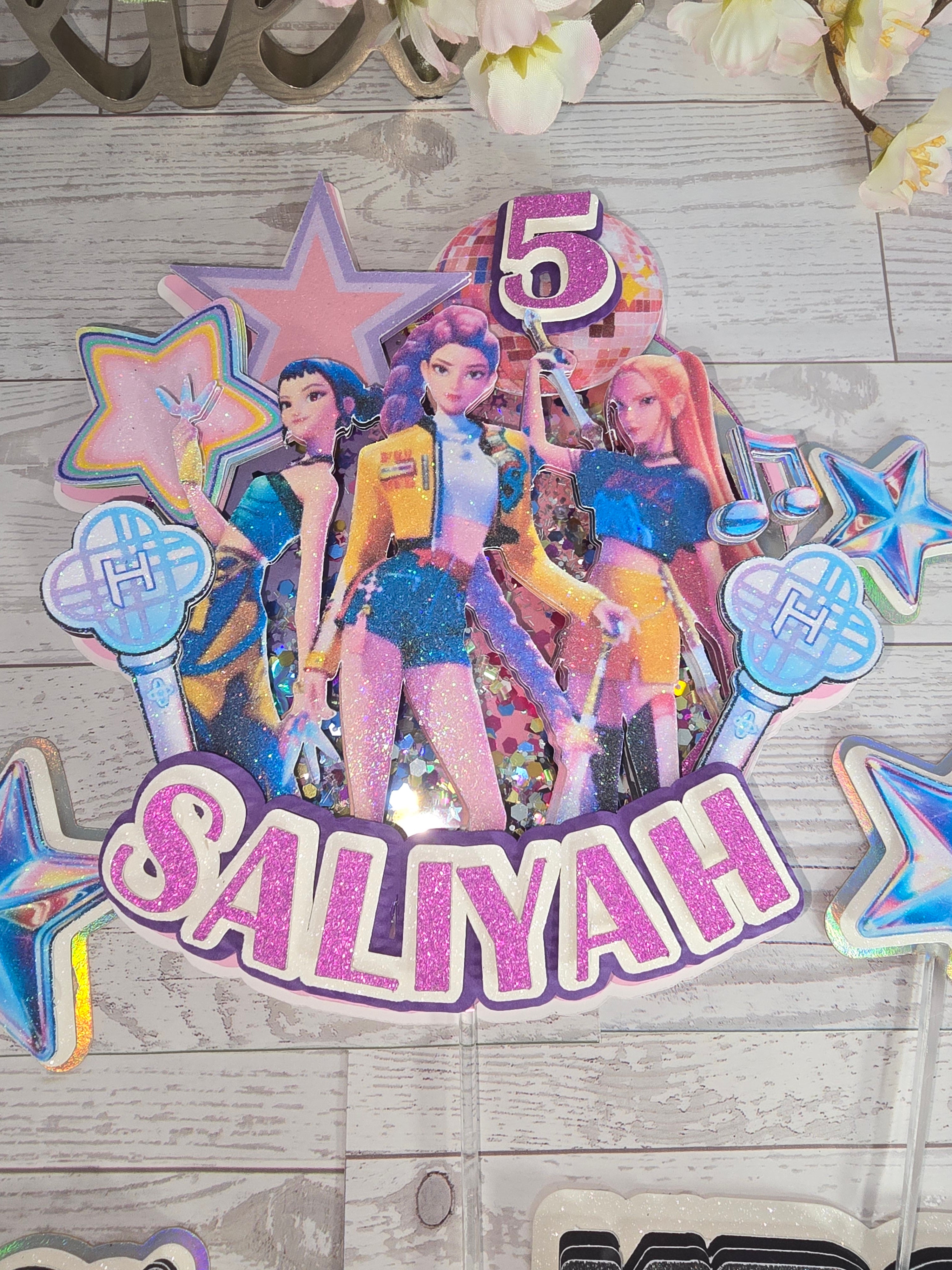 Personalized Set 3D Glitter Cake Topper k pop)