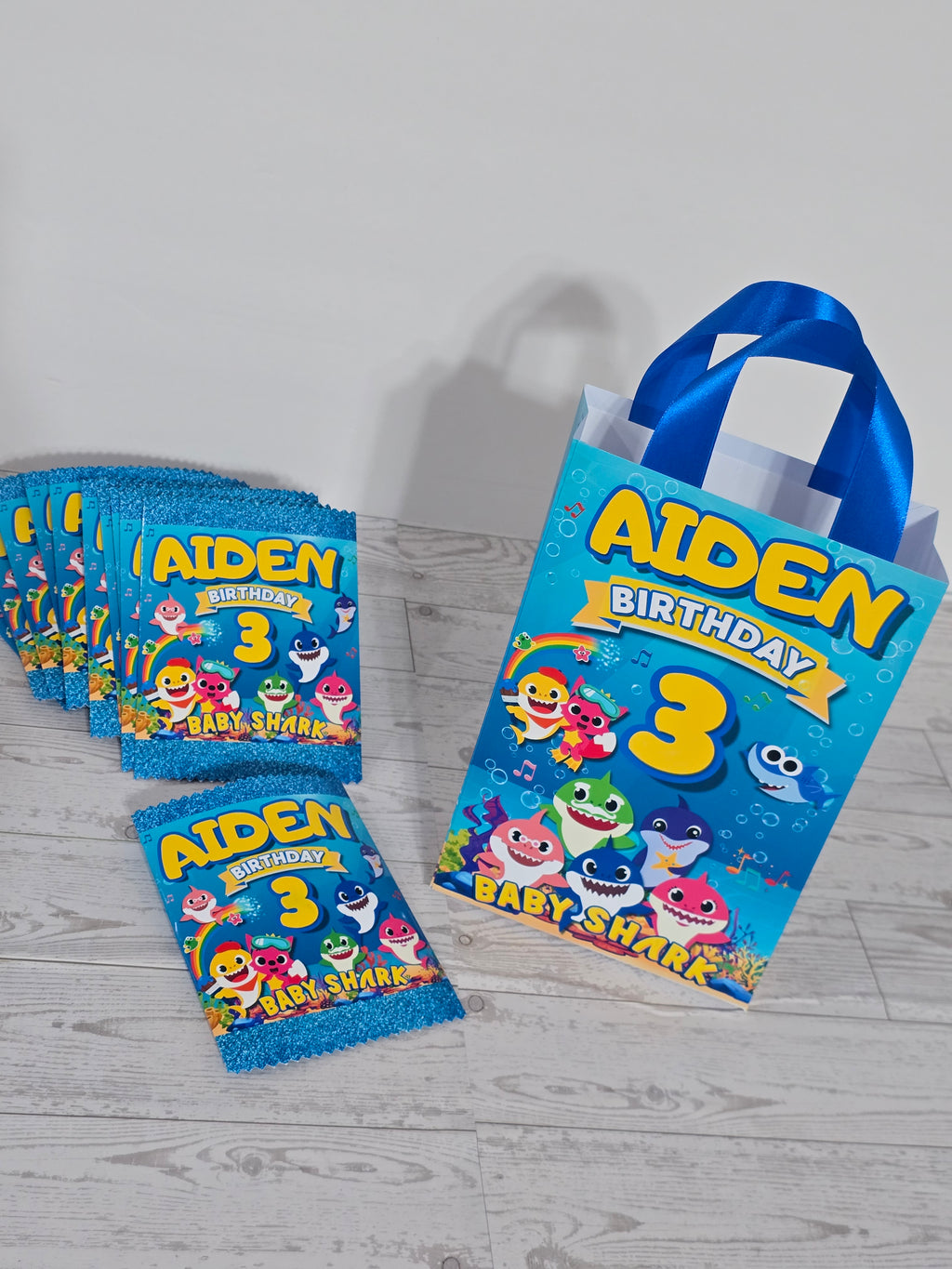 Baby Shark Personalized Chips Bag Party Favors – Custom Name & Age