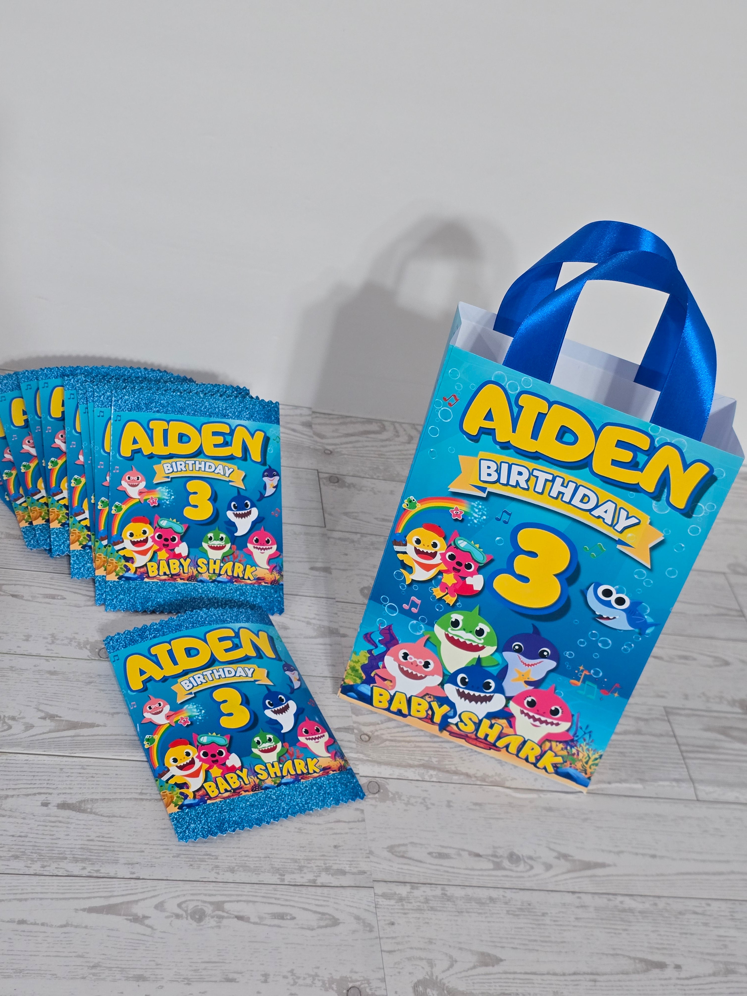Baby Shark Personalized Chips Bag Party Favors – Custom Name & Age