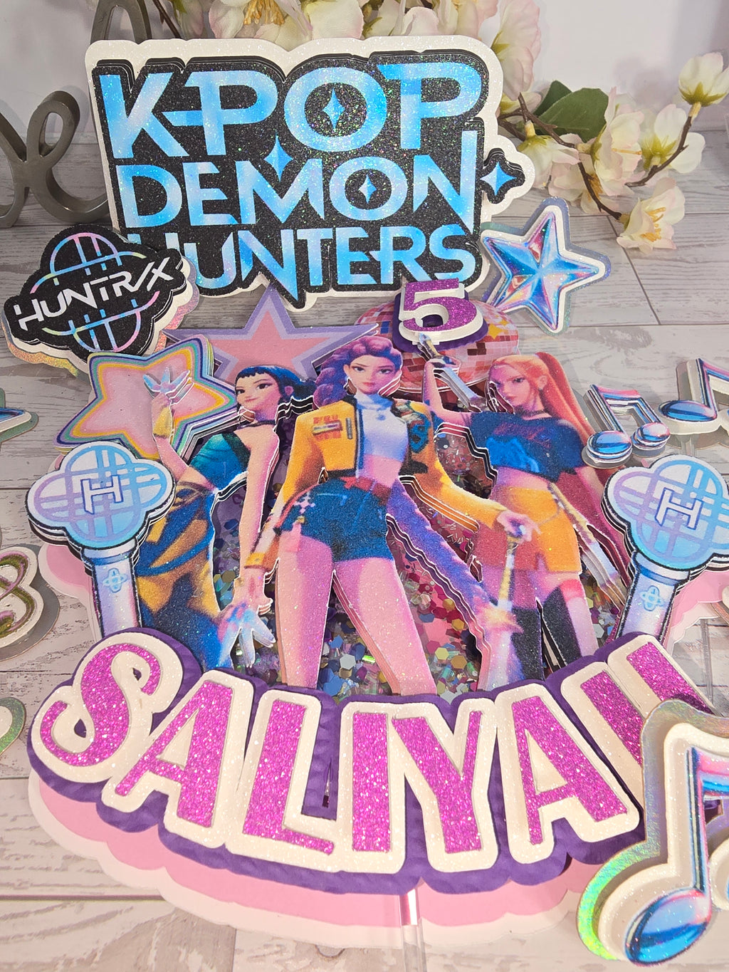 Personalized Set 3D Glitter Cake Topper k pop)