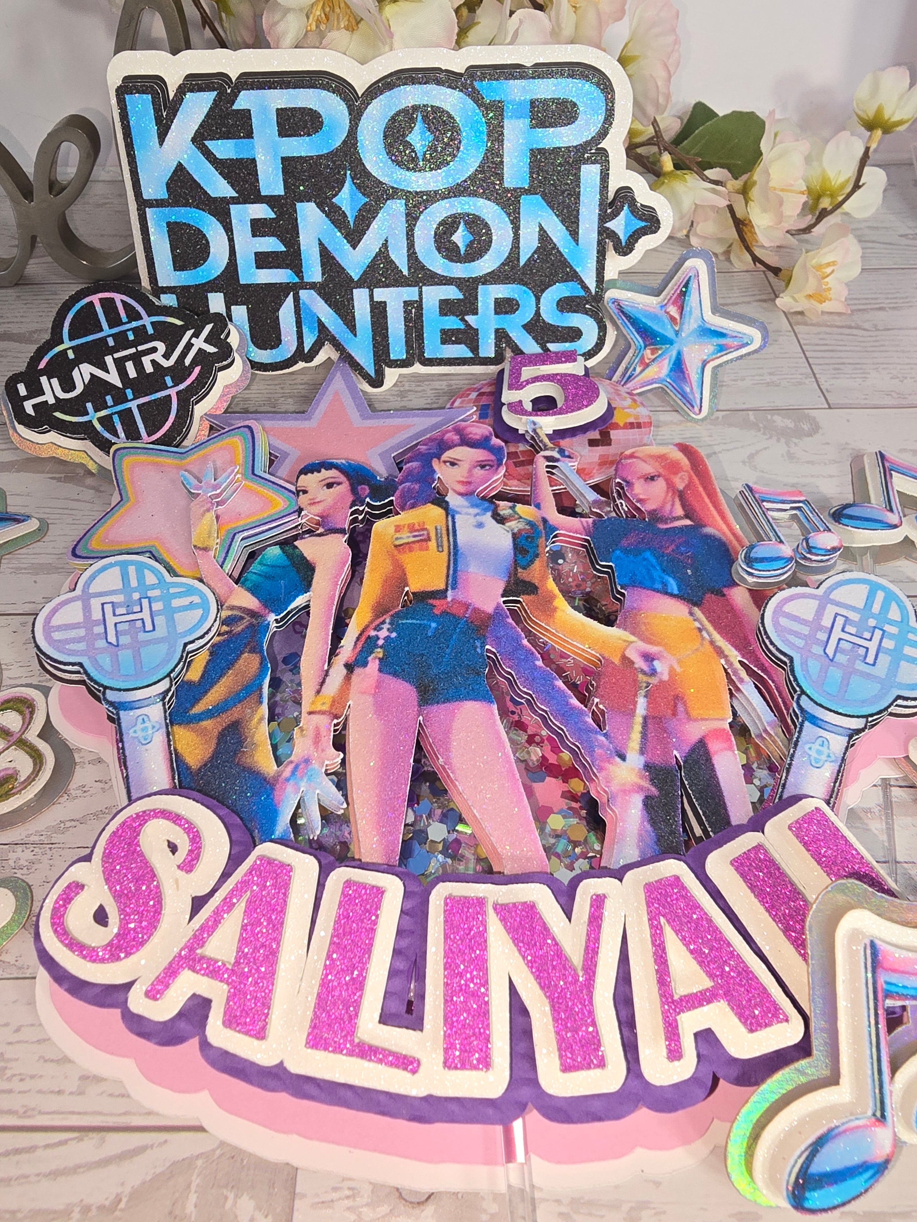 Personalized Set 3D Glitter Cake Topper k pop)