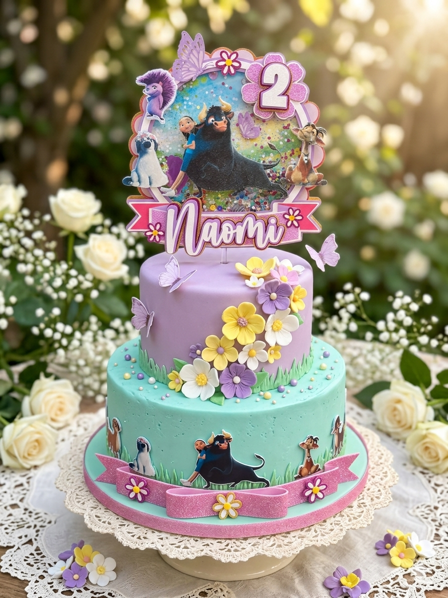 Personalized 3D Ferdinand Cake Topper – Glitter with Name & Age