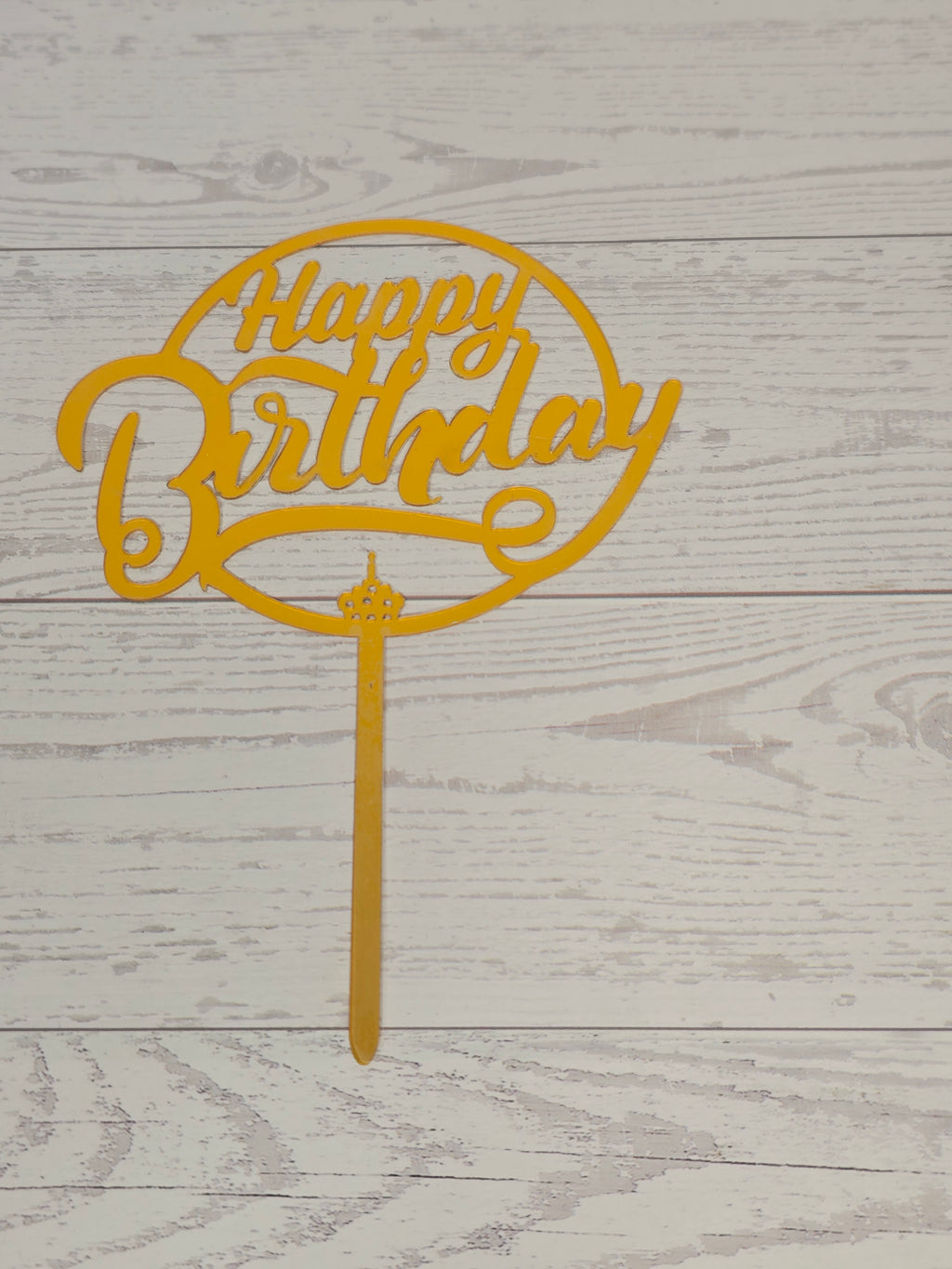 Golden Acrylic Happy Birthday Cake Topper | Mirror Gold Birthday Topper | Elegant Reusable Cake Decoration
