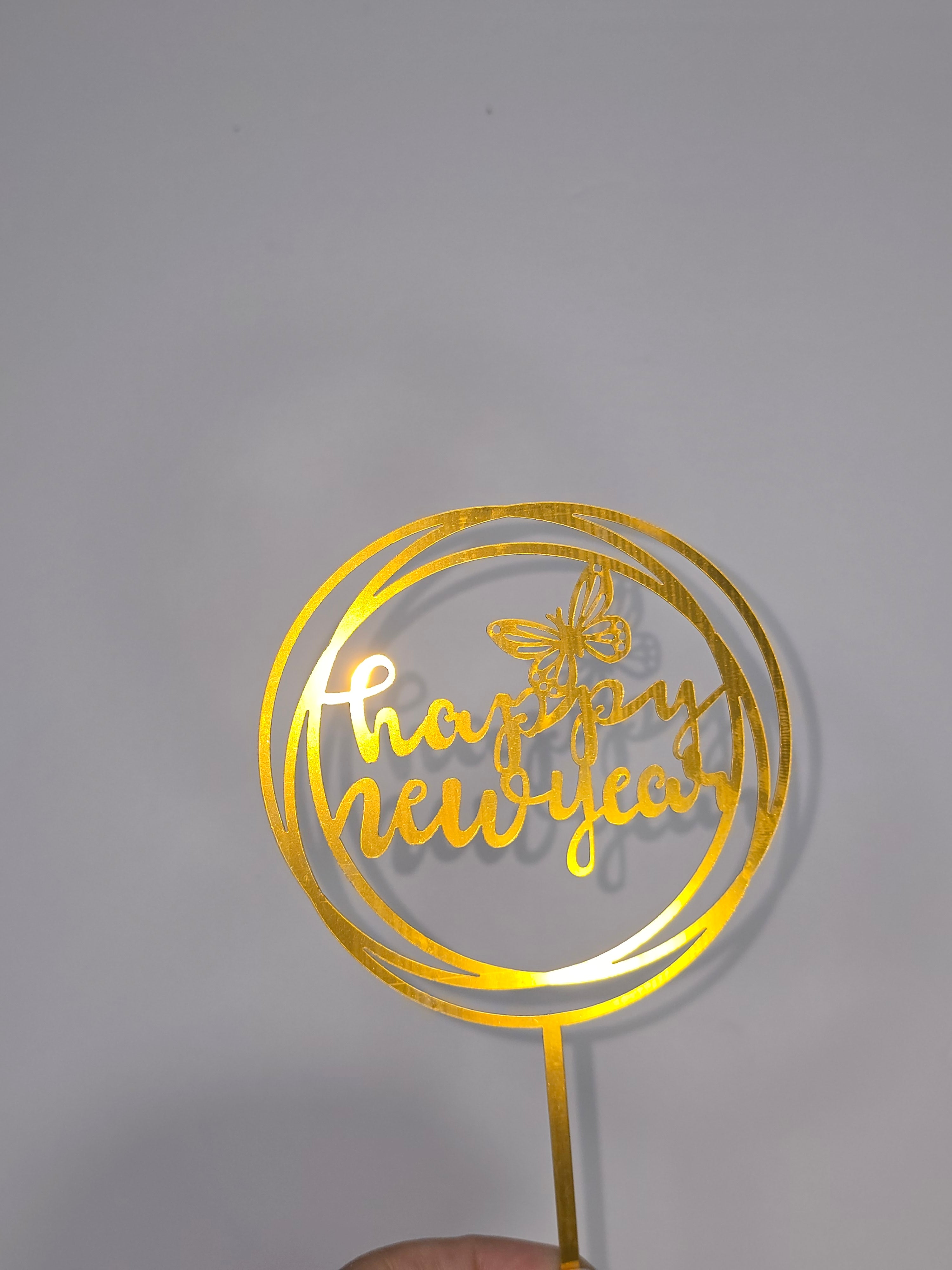 Golden Acrylic Happy Birthday Cake Topper | Mirror Gold Birthday Topper | Elegant Reusable Cake Decoration