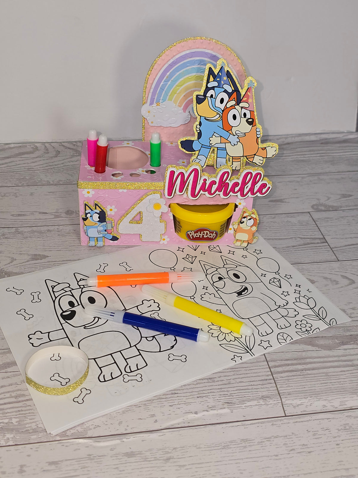 12 Personalized Activity Box Party Favor with Coloring Kit & Play Dough