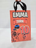 12 Pcs Personalized Ladybug Birthday Gift Bags – Name & Age | Ribbon Handles 8.5"x5.5"