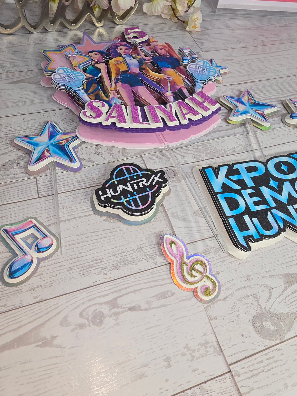 Personalized Set 3D Glitter Cake Topper k pop)