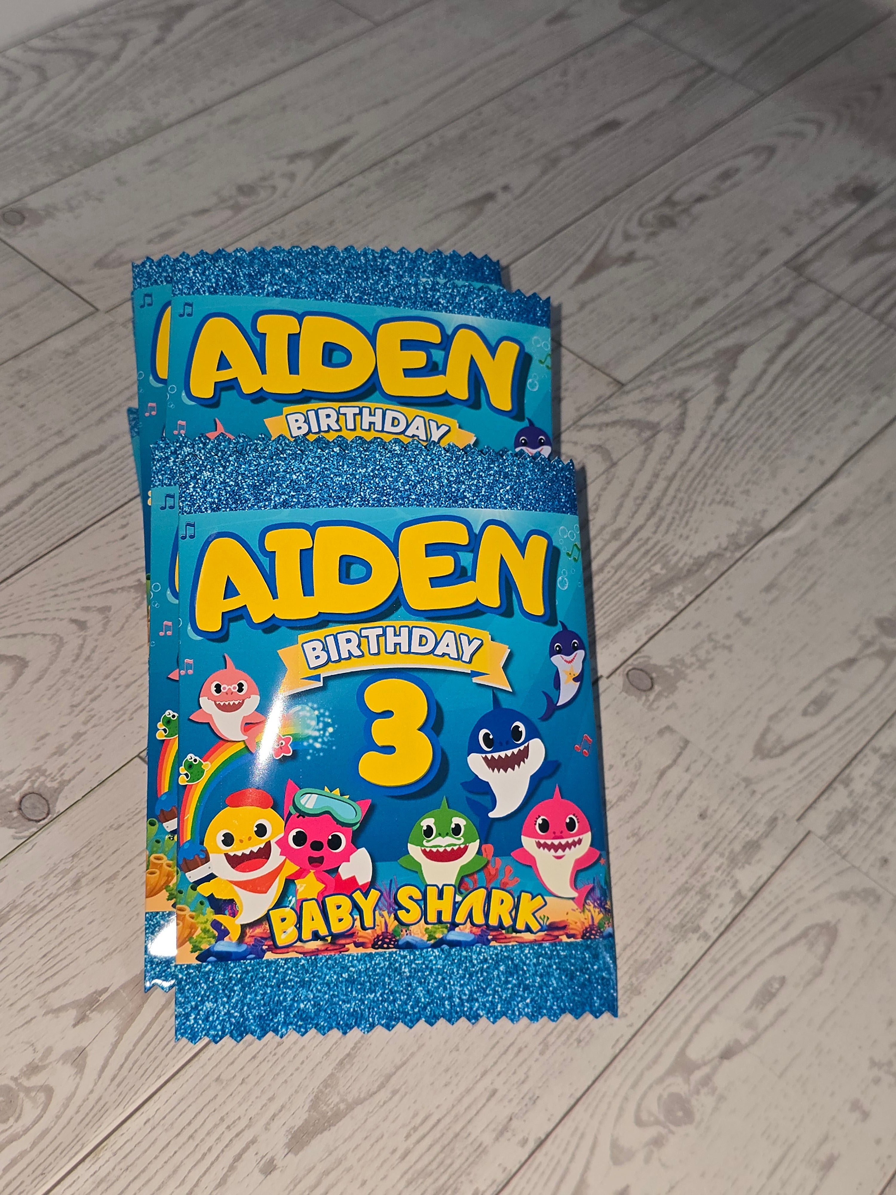 Baby Shark Personalized Chips Bag Party Favors – Custom Name & Age