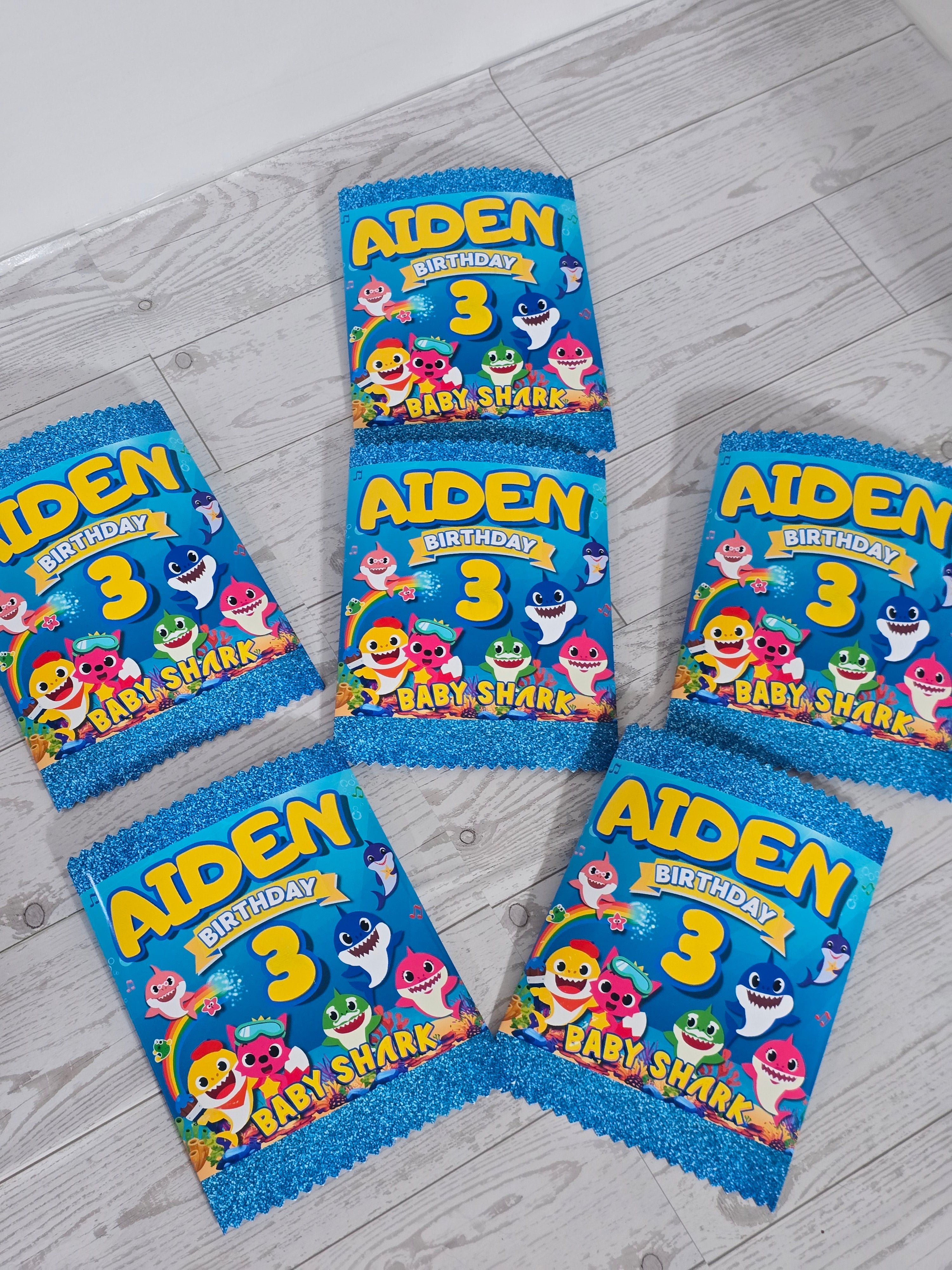 Baby Shark Personalized Chips Bag Party Favors – Custom Name & Age