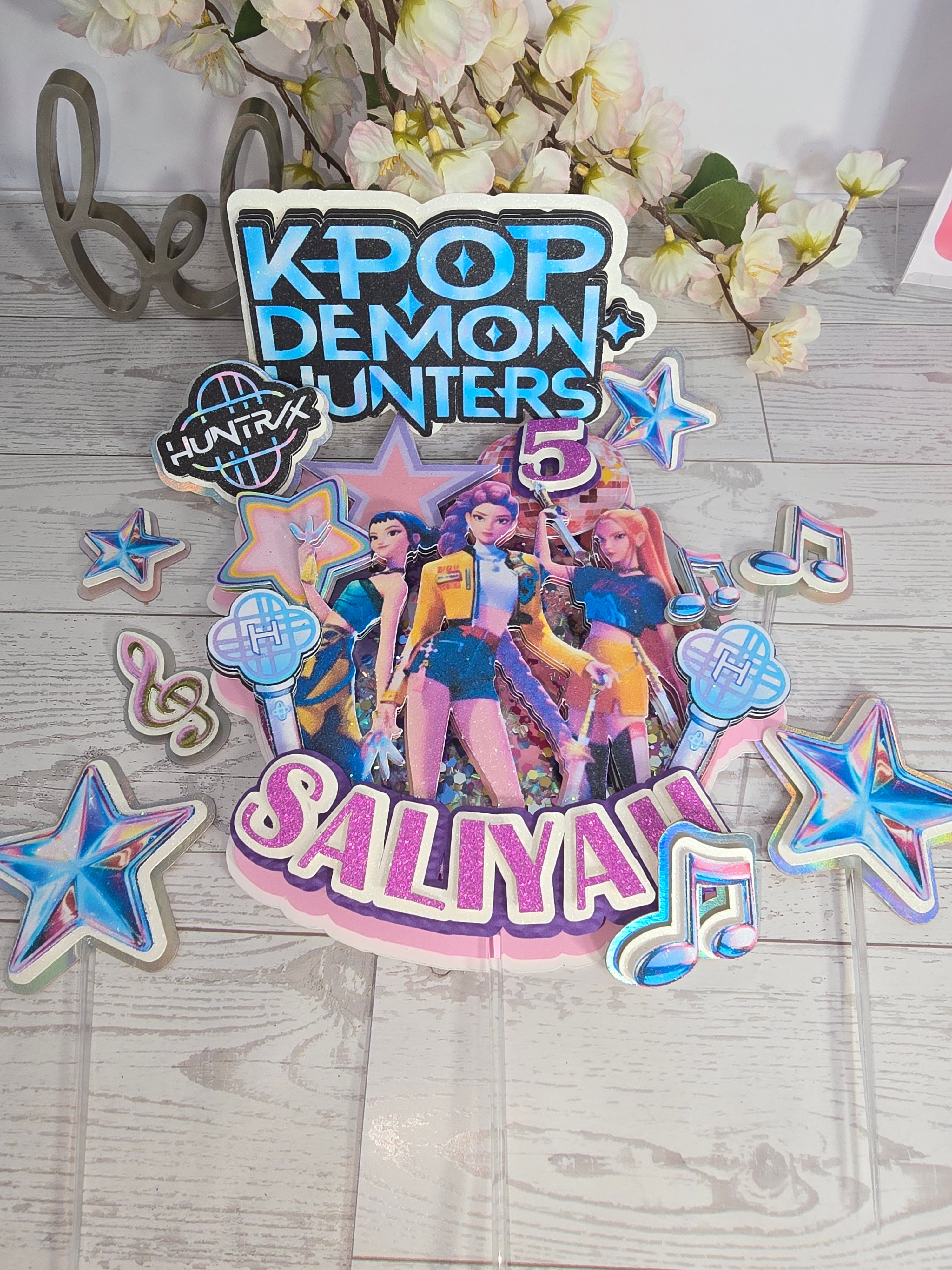 Personalized Set 3D Glitter Cake Topper k pop)