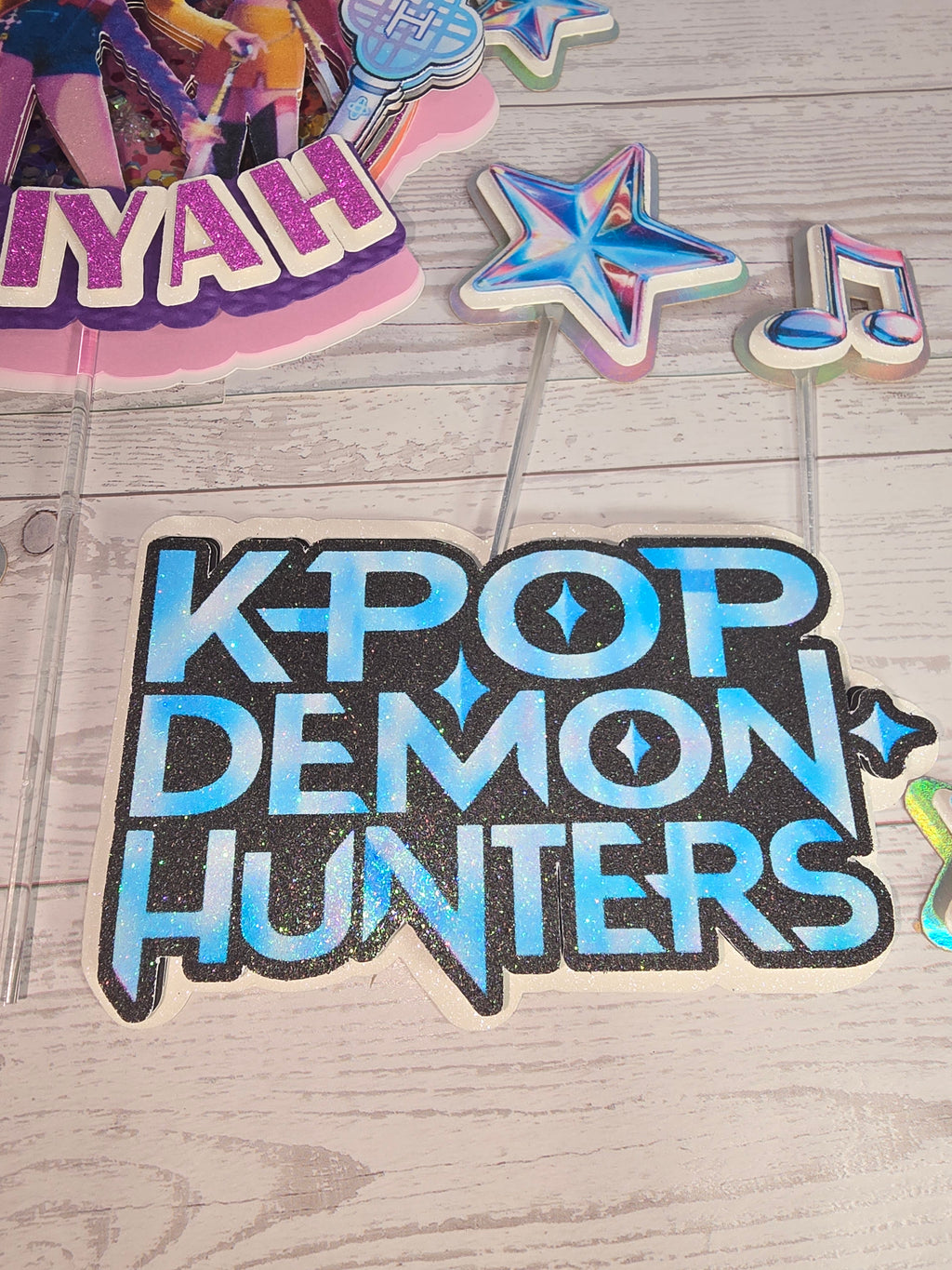 Personalized Set 3D Glitter Cake Topper k pop)