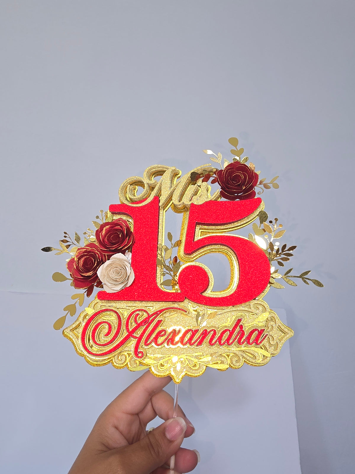 Personalized 3D Glitter Cake Topper (Mis 15)