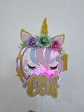 Personalized 3D Glitter Unicorn Cake Topper