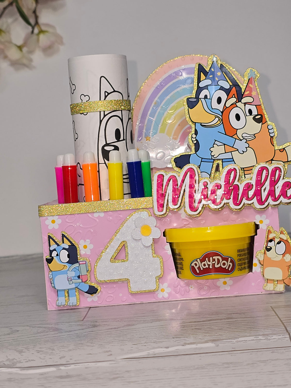 12 Personalized Activity Box Party Favor with Coloring Kit & Play Dough