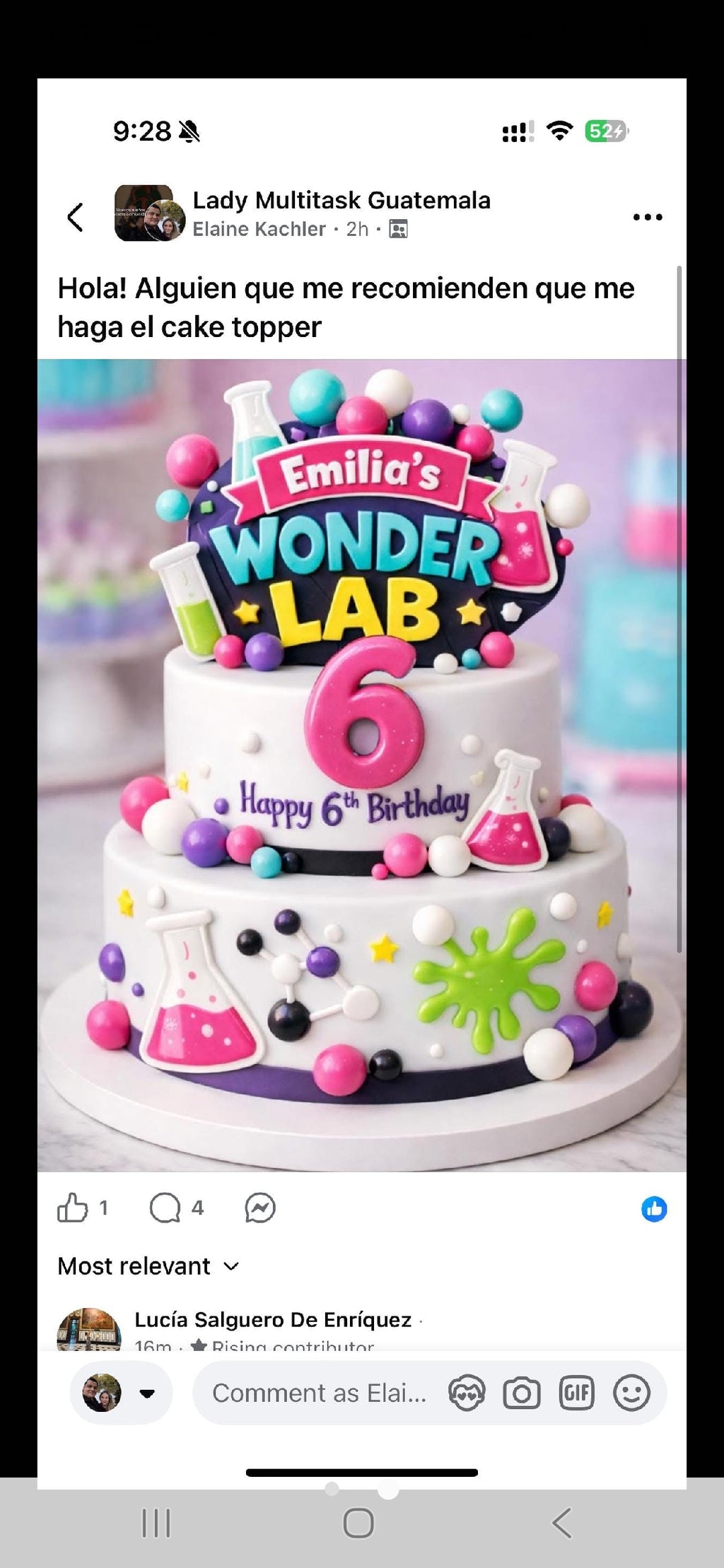 Personalized 3D Wonder Lab Cake Topper – Glitter with Name & Age