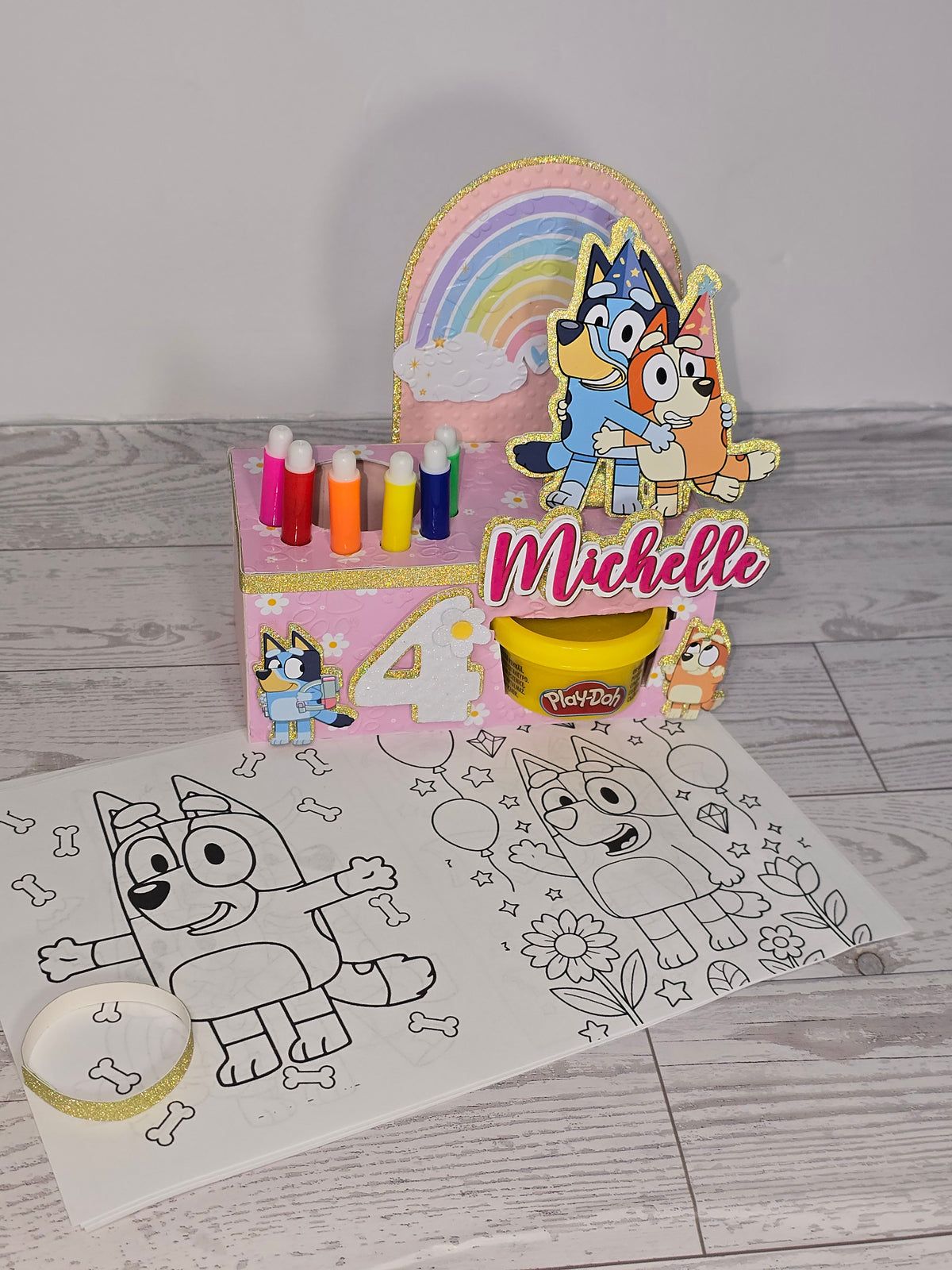 12 Personalized Activity Box Party Favor with Coloring Kit & Play Dough