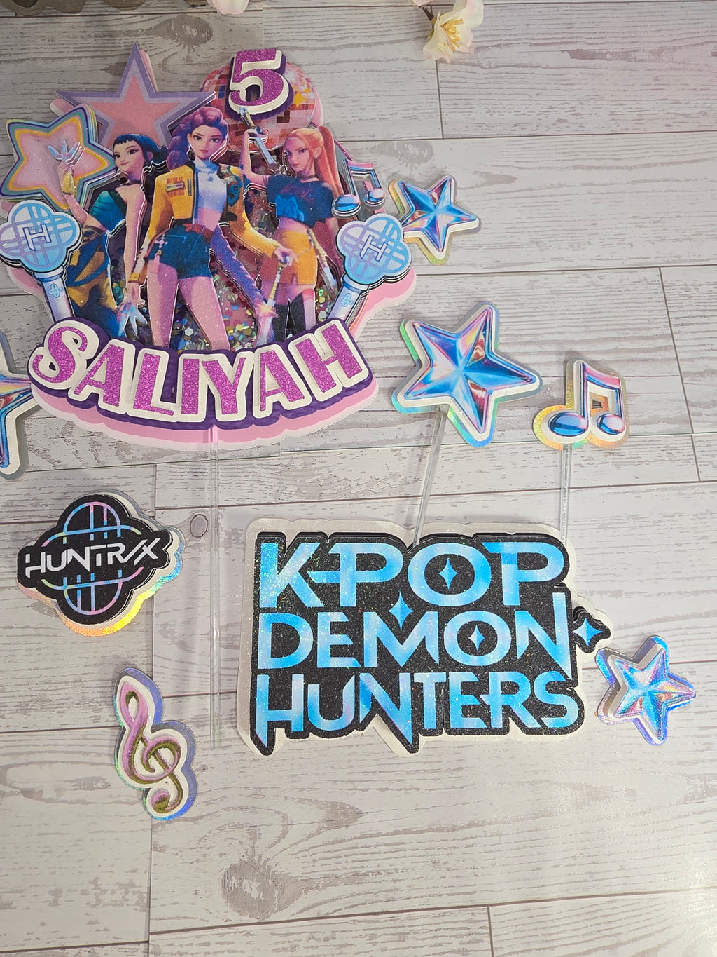 Personalized Set 3D Glitter Cake Topper k pop)