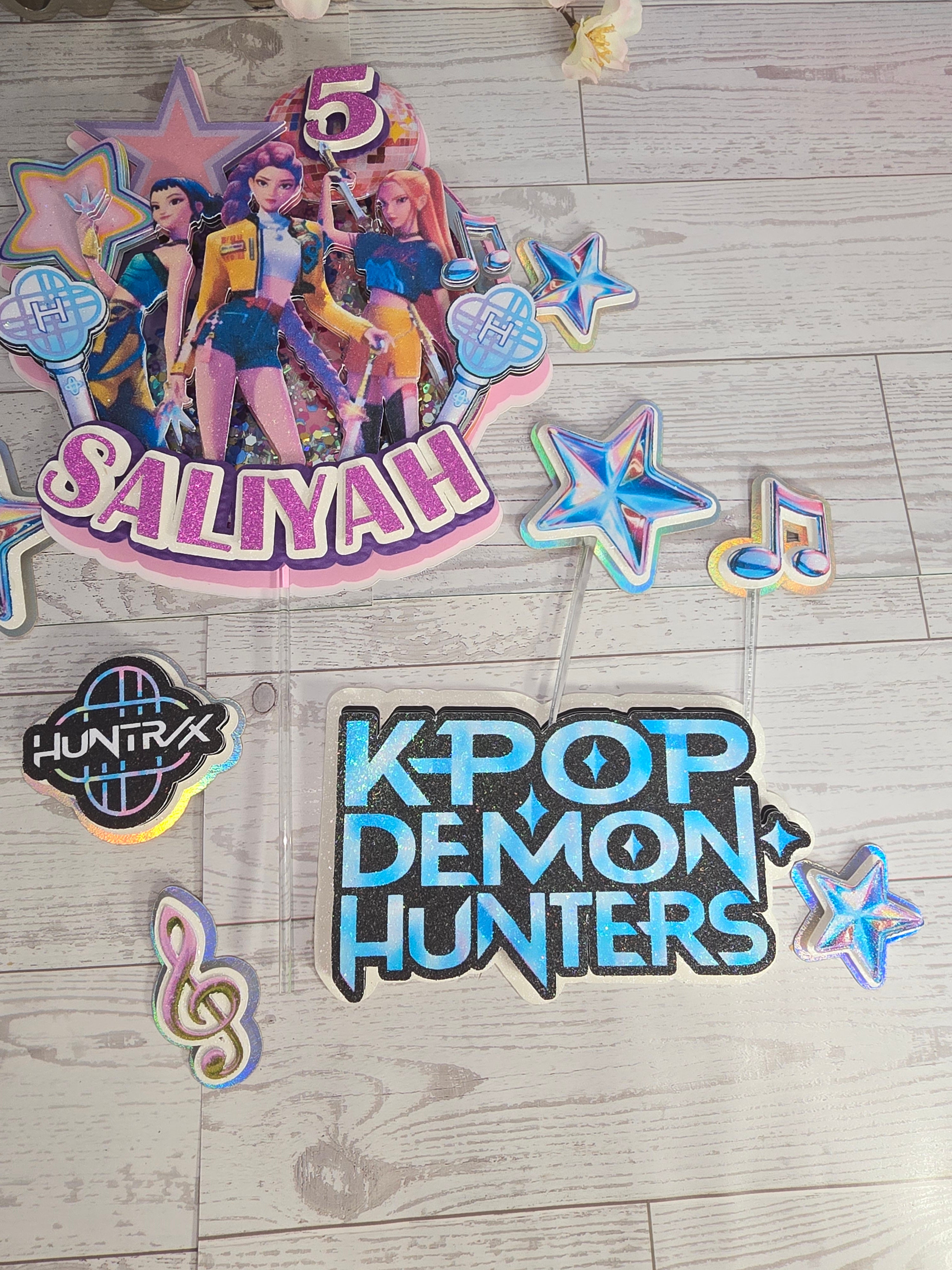 Personalized Set 3D Glitter Cake Topper k pop)