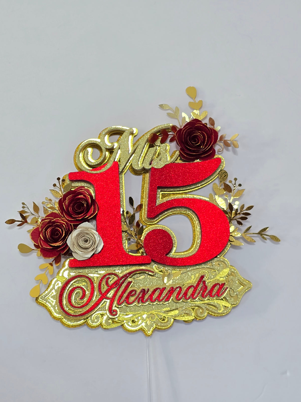 Personalized 3D Glitter Cake Topper (Mis 15)