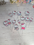 12 Pcs Glitter Cupcake Toppers – 12 Unique Kitty Designs | Birthday Party Picks