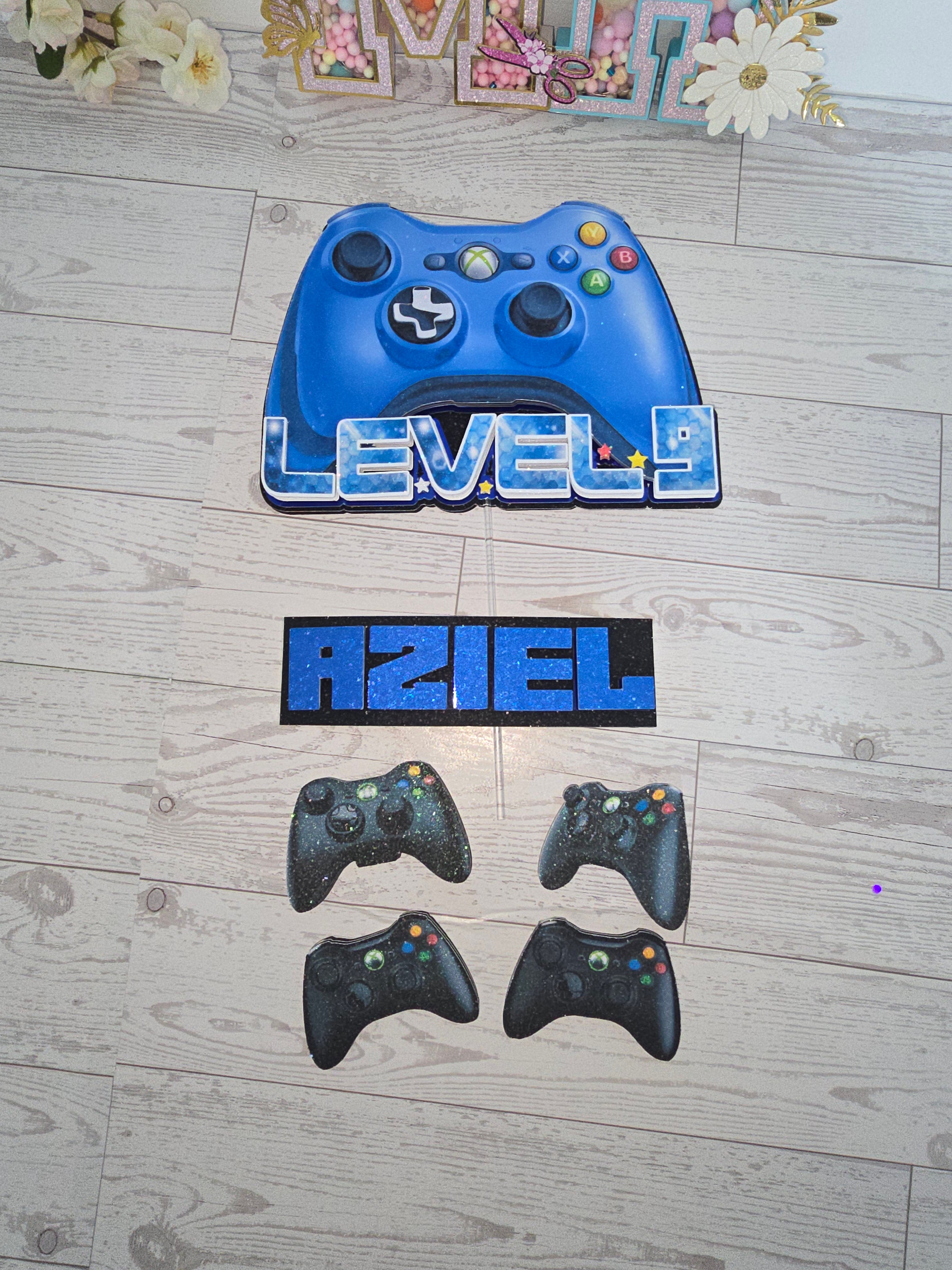 Personalized 3D Video Game Cake Topper – Glitter with Name and Age