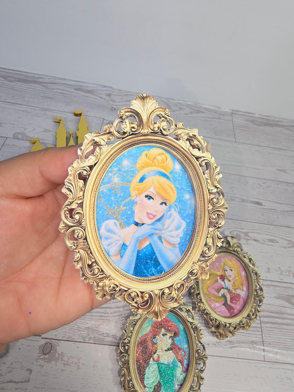 Princess Castle Cake Topper Set – Personalized with Name & Age | 3D Glitter Birthday Toppers