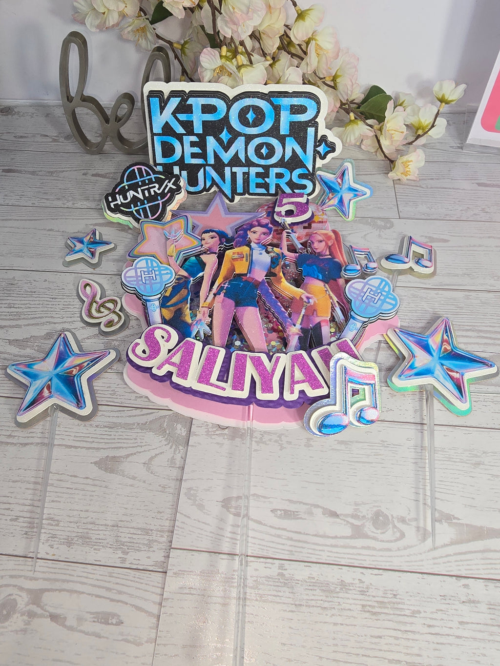 Personalized Set 3D Glitter Cake Topper k pop)