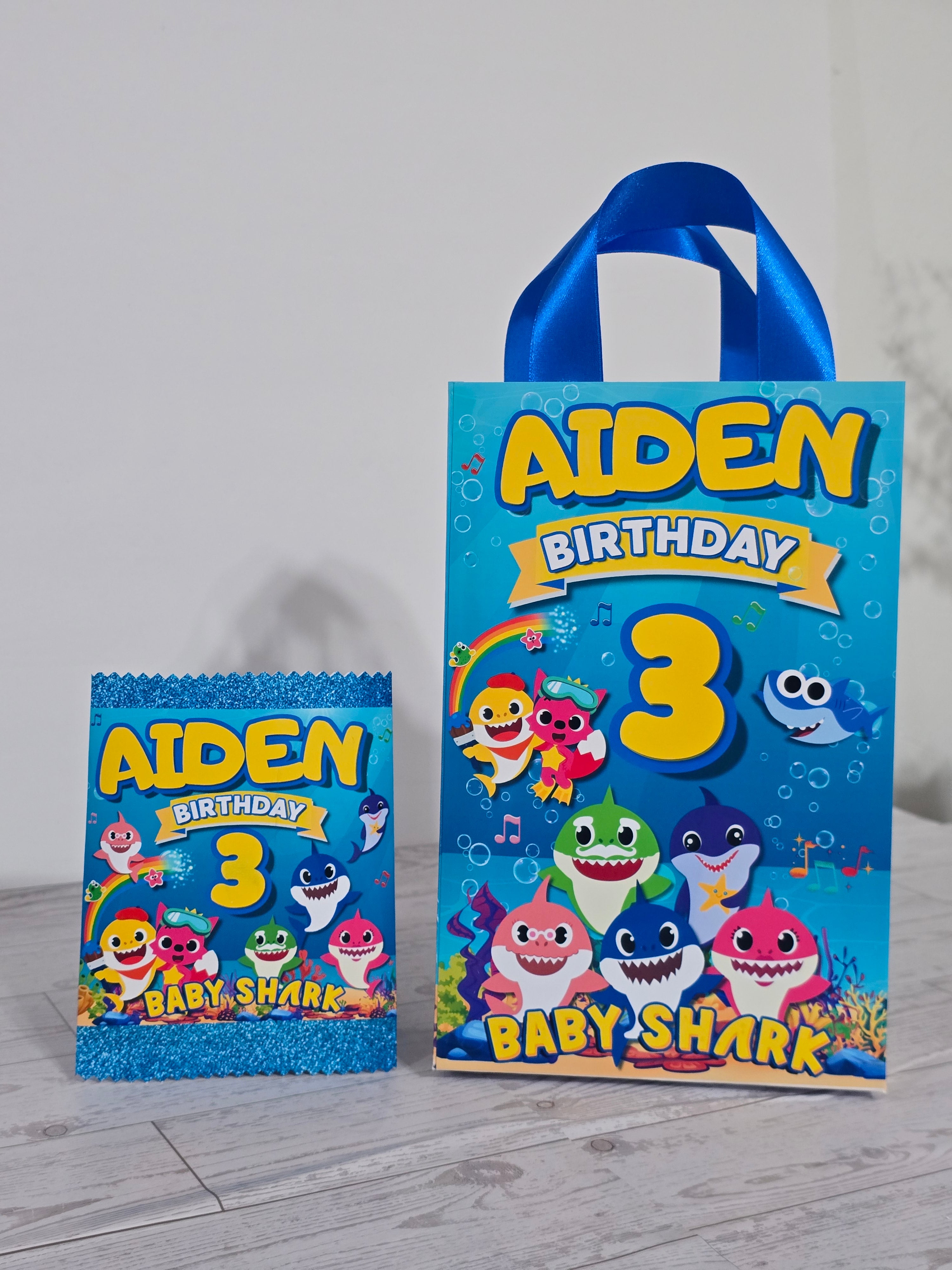 Baby Shark Personalized Chips Bag Party Favors – Custom Name & Age