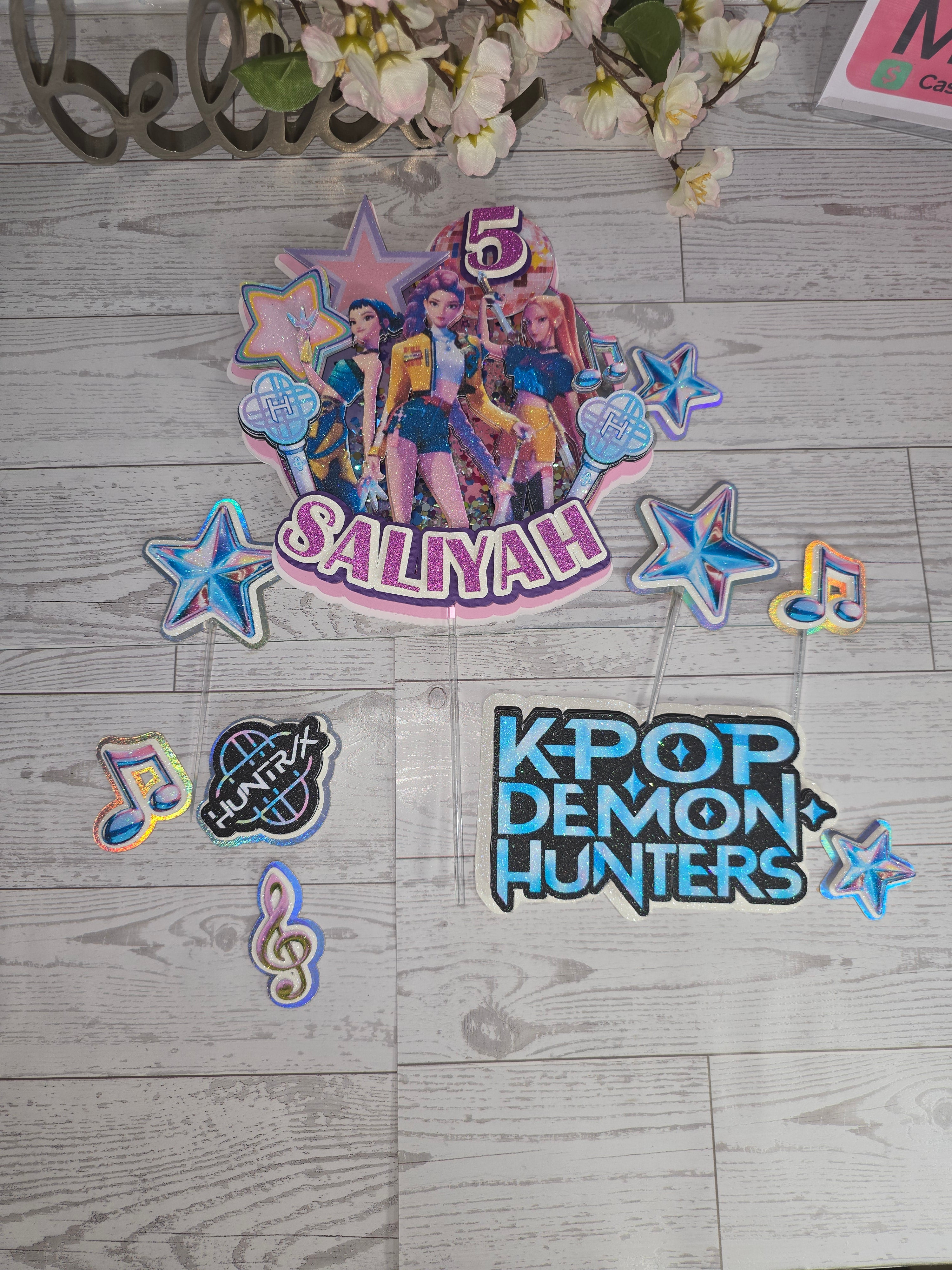 Personalized Set 3D Glitter Cake Topper k pop)