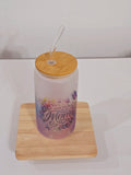 Personalized Glass Tumbler with Bamboo Lid & Glass Straw – Mother's Day Gift