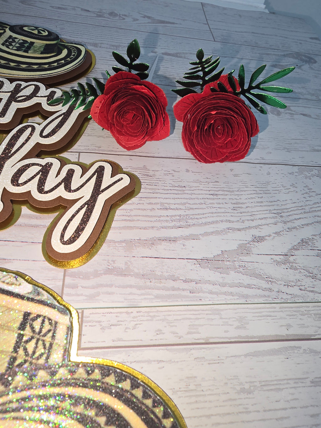Personalized 3D Glitter Cake Topper Set – Sombrero Bolteao | Colombia & Venezuela Theme