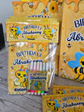 12 Personalized Coloring Book Set + 6 Markers | Kids Birthday Party Favors – Sold by Dozen Abejita