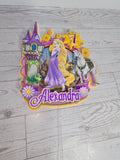 Personalized 3D Glitter Cake Topper – Rapunzel Theme